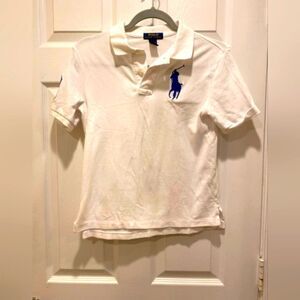 Polo Ralph Lauren Boys Big Pony Polo, Boys sz M (10-12). White & Blue.